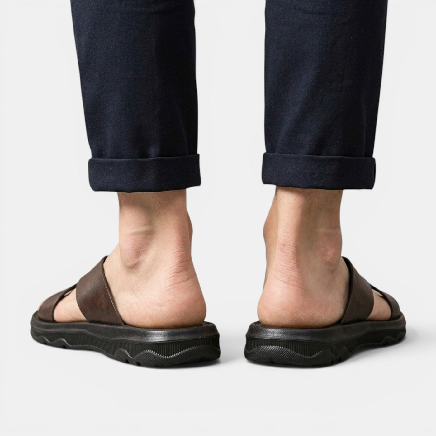 Men's Leather Cross-Strap Sandals
