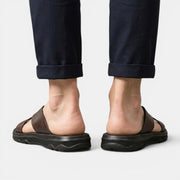 Men's Leather Cross-Strap Sandals