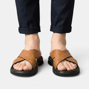Men's Leather Cross-Strap Sandals