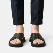 Men's Leather Cross-Strap Sandals