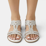 Women's Flat Sandals with Rhinestones