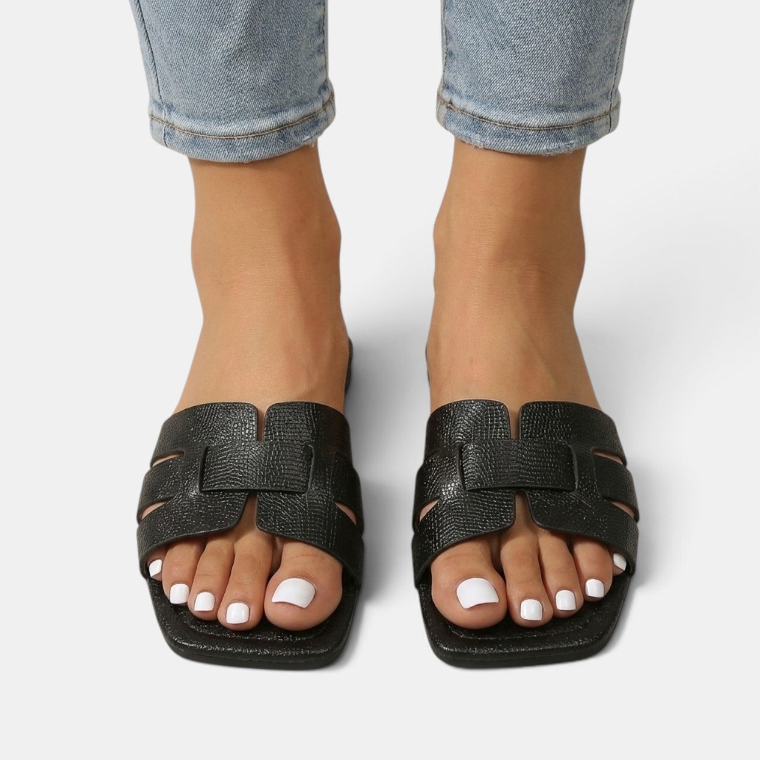 Women's Premium Leather Orthopedic Sandals – Flat Sandals with H-Strap