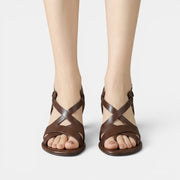 Sandalias Mujer Piel Premium con Tacón Bloque Elegante