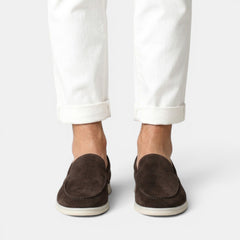 Men's Suede Slip-On Loafers - Matte Finish, Casual Dress Shoes