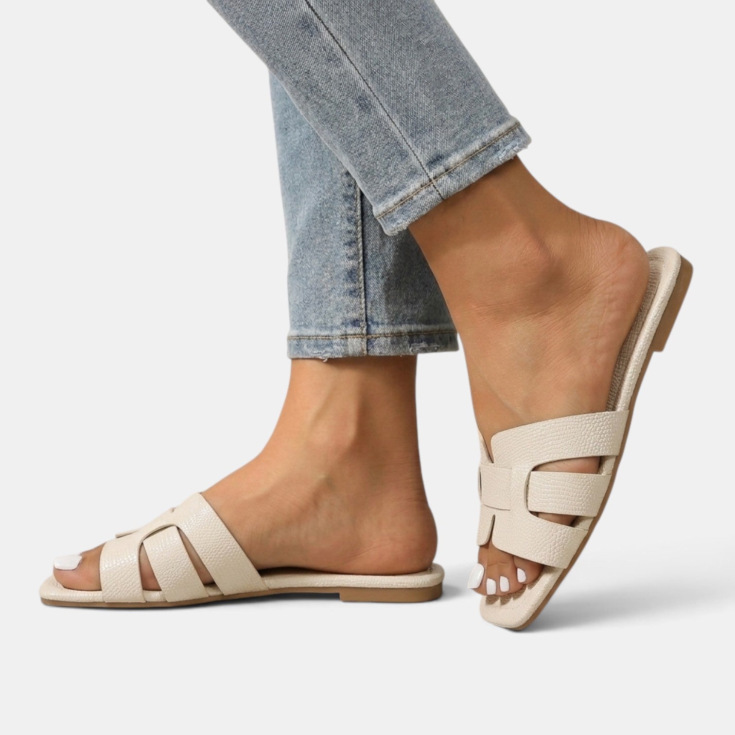 Women's Premium Leather Orthopedic Sandals – Flat Sandals with H-Strap