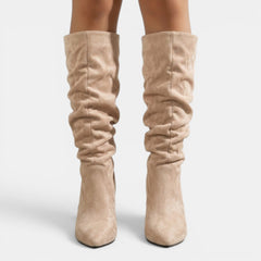 Women's Faux Suede Tall Boots - Stiletto Heel, Pointed Toe