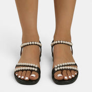 Sandalias Planas Perlas Mujer
