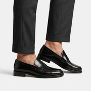 Men's Black Leather Casual Loafers