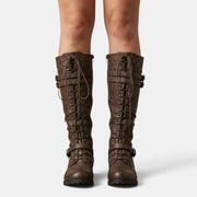 Women's Combat Boots with Buckles