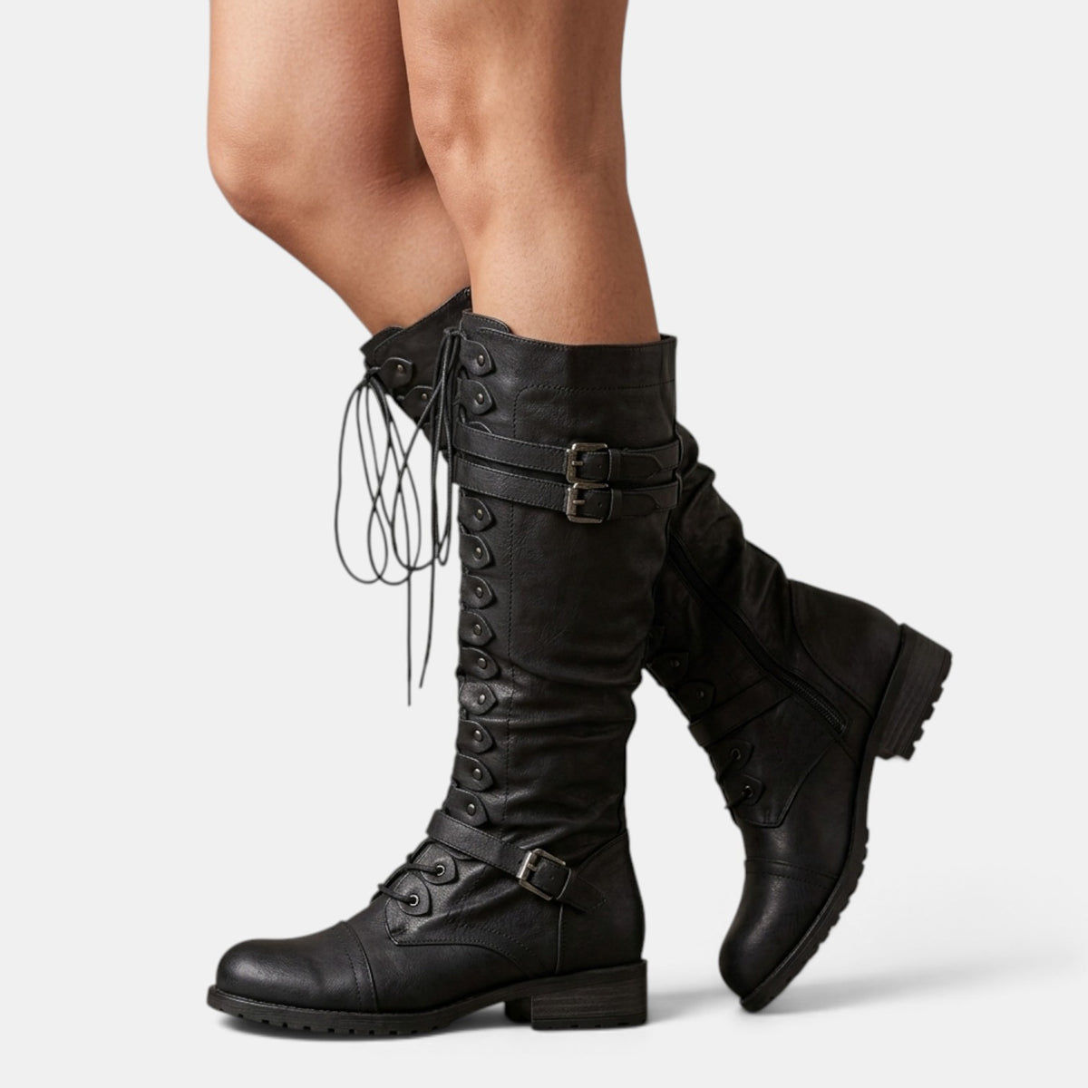 Women's Combat Boots with Buckles