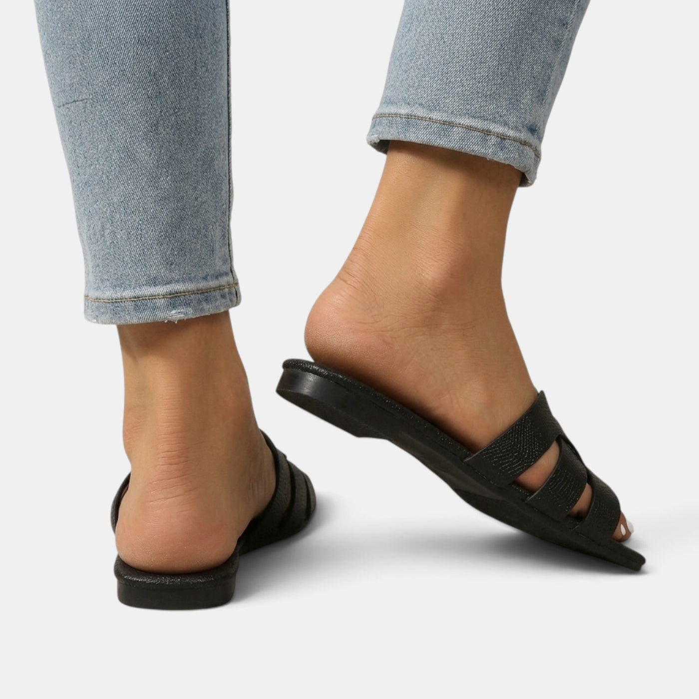 Women's Premium Leather Orthopedic Sandals – Flat Sandals with H-Strap