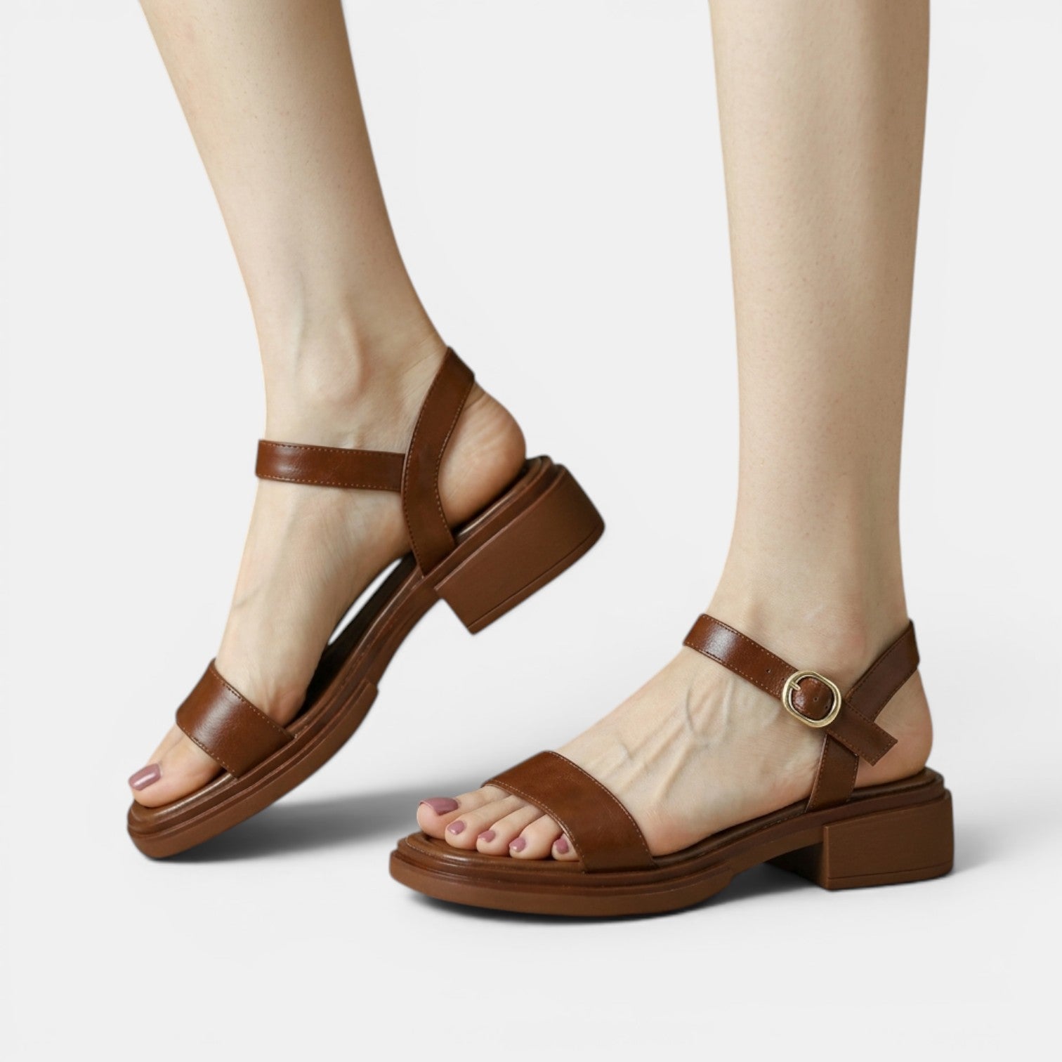 Sandalias Mujer Cuero Plataforma