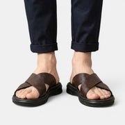 Men's Leather Cross-Strap Sandals