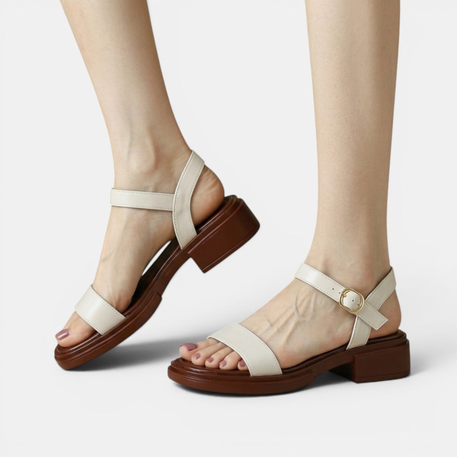 Sandalias Mujer Cuero Plataforma
