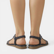 Women's Flat Sandals with Rhinestones