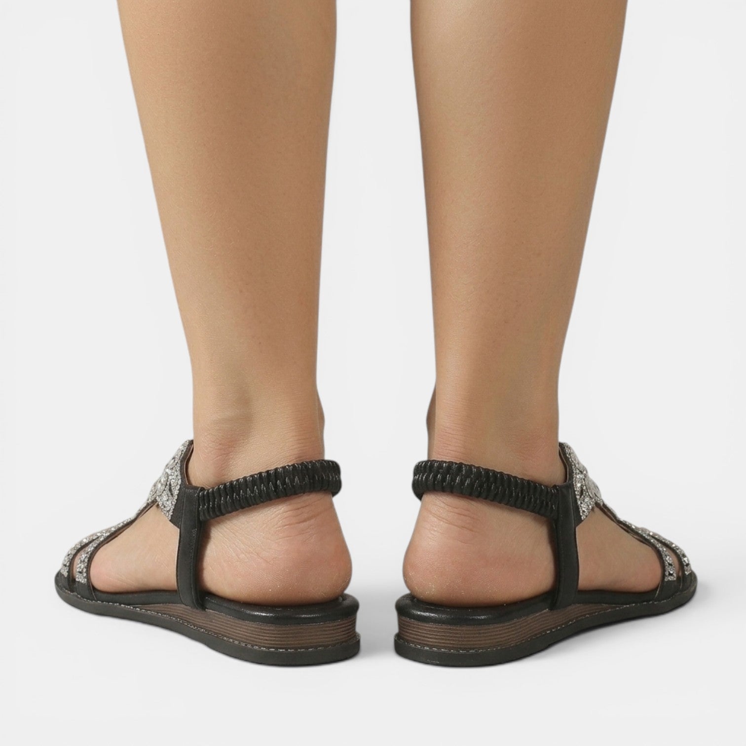 Sandalias Planas Mujer con Strass