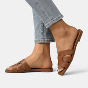 Women's Premium Leather Orthopedic Sandals – Flat Sandals with H-Strap