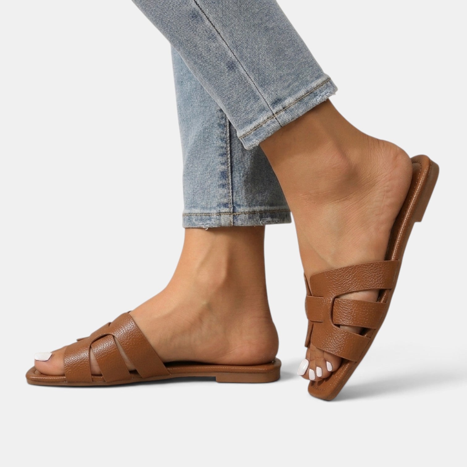 Women's Premium Leather Orthopedic Sandals – Flat Sandals with H-Strap