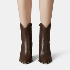 Women's Pointed Toe Chunky Heel Ankle Boots