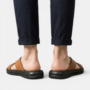 Men's Leather Cross-Strap Sandals