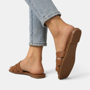 Women's Premium Leather Orthopedic Sandals – Flat Sandals with H-Strap