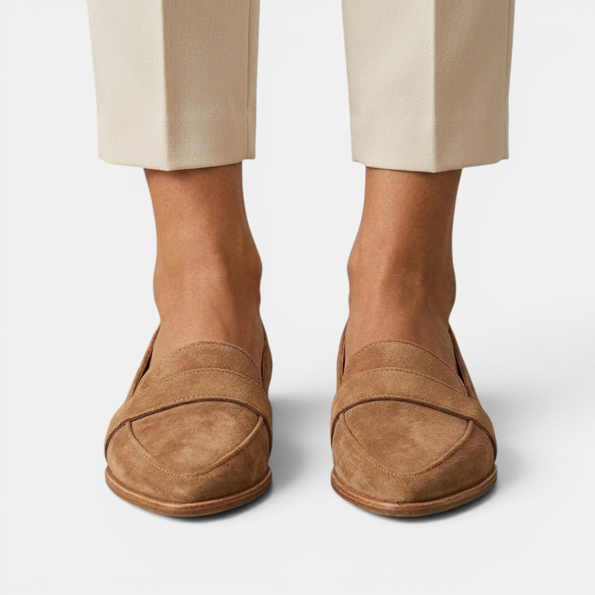 Women's Suede Orthopedic Loafers - Cushioned Insole, Slip-On