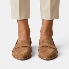 Women's Suede Orthopedic Loafers - Cushioned Insole, Slip-On
