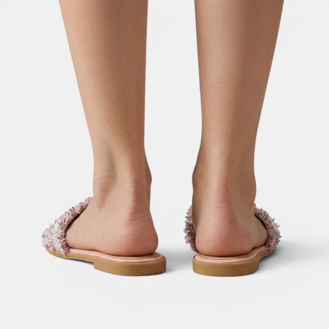 Sandalias Planas Mujer con Perlas