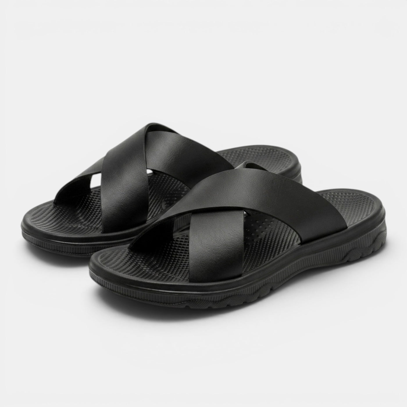 Men's Leather Cross-Strap Sandals