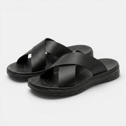 Men's Leather Cross-Strap Sandals