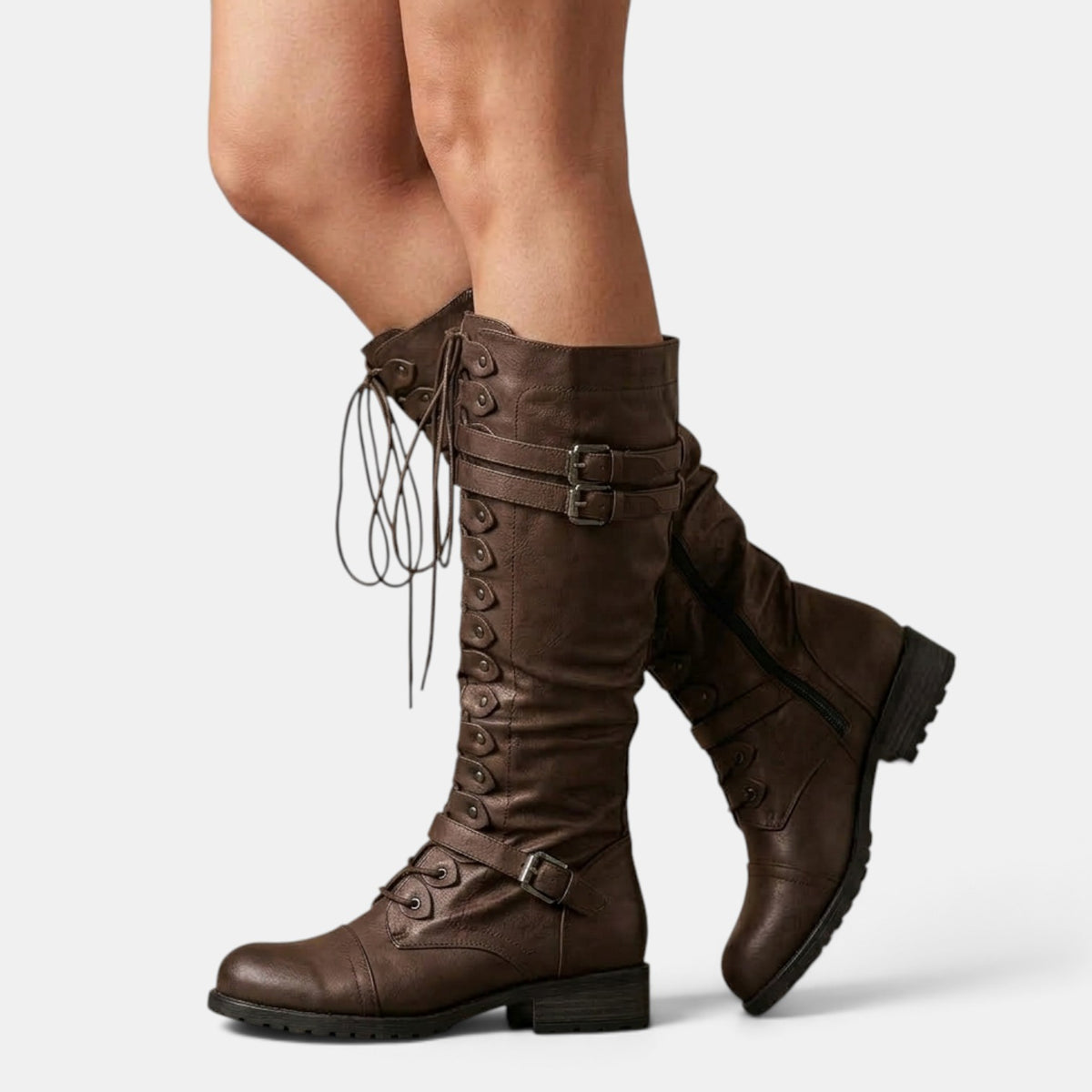 Women's Combat Boots with Buckles