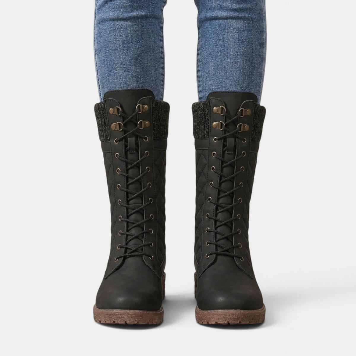 Women's Quilted Snow Boots - Mid-Calf, Non-Slip Flat Sole