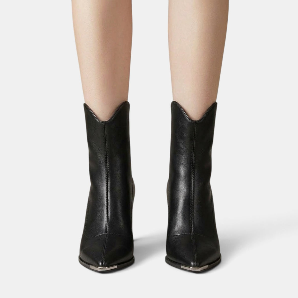 Botines Mujer Punta Fina Tacón Grueso