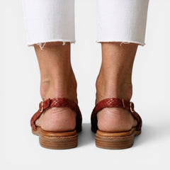 Women's Braided Flat Sandals - Closed Toe, Adjustable Buckle