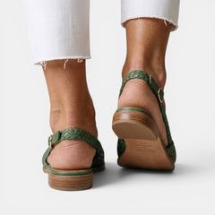 Women's Braided Flat Sandals - Closed Toe, Adjustable Buckle