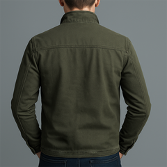 Chaqueta Verde Vintage para Hombre con Cuello Mao