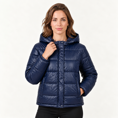 Chaqueta Acolchada Mujer con Capucha y Bolsillos