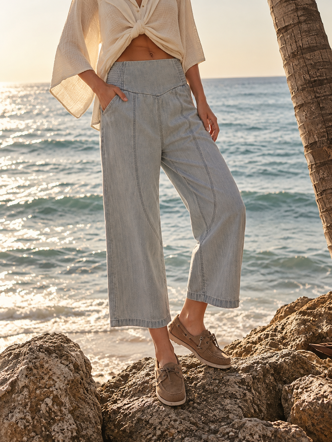 Pantalón Mujer Ancho Estilo Harén