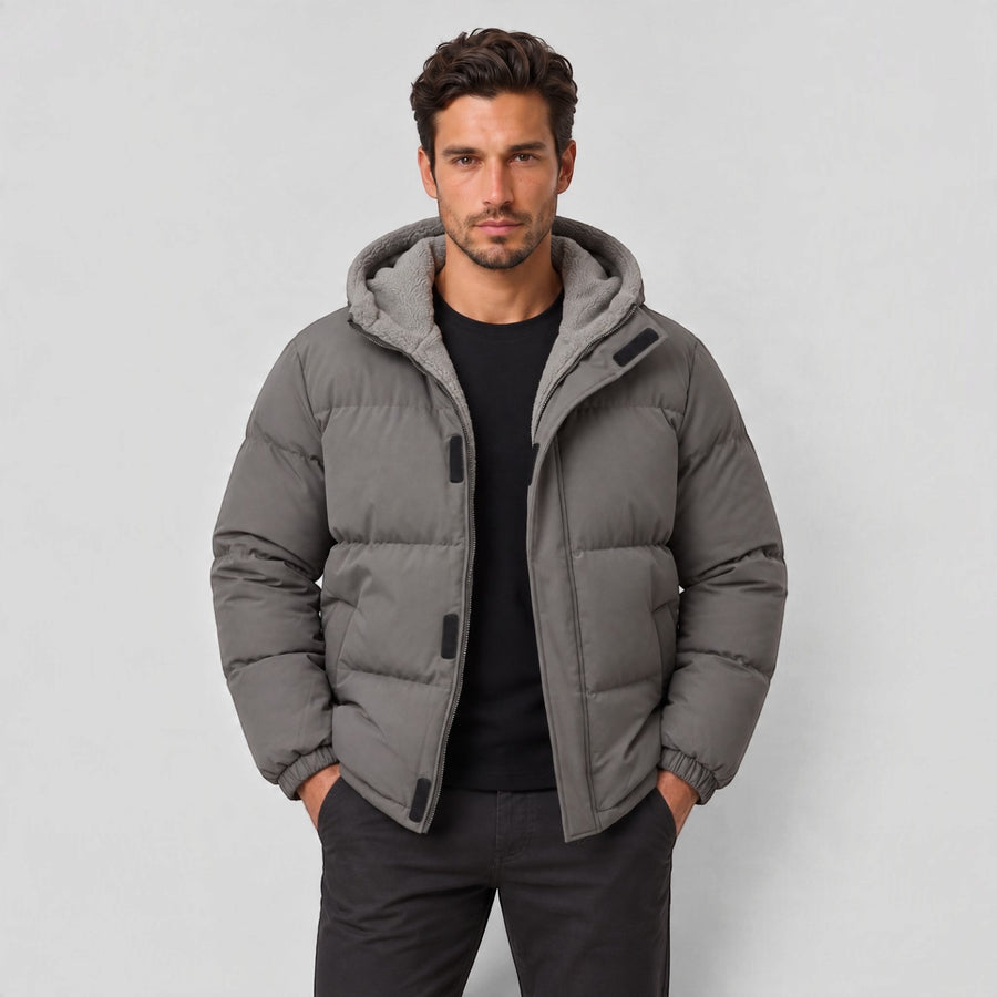 Men's Rugged Warm Puffer Jacket - Quilted Winter Coat