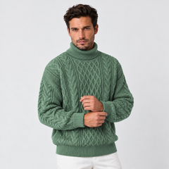 Men's Chunky Knit Jacquard Turtleneck Sweater