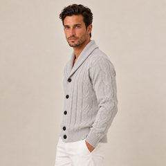 Men's Cable Knit Button-Up Cardigan Sweater