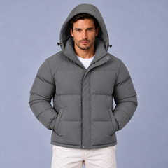 Chaqueta Acolchada de Invierno para Hombre con Capucha y Solapa Antiviento