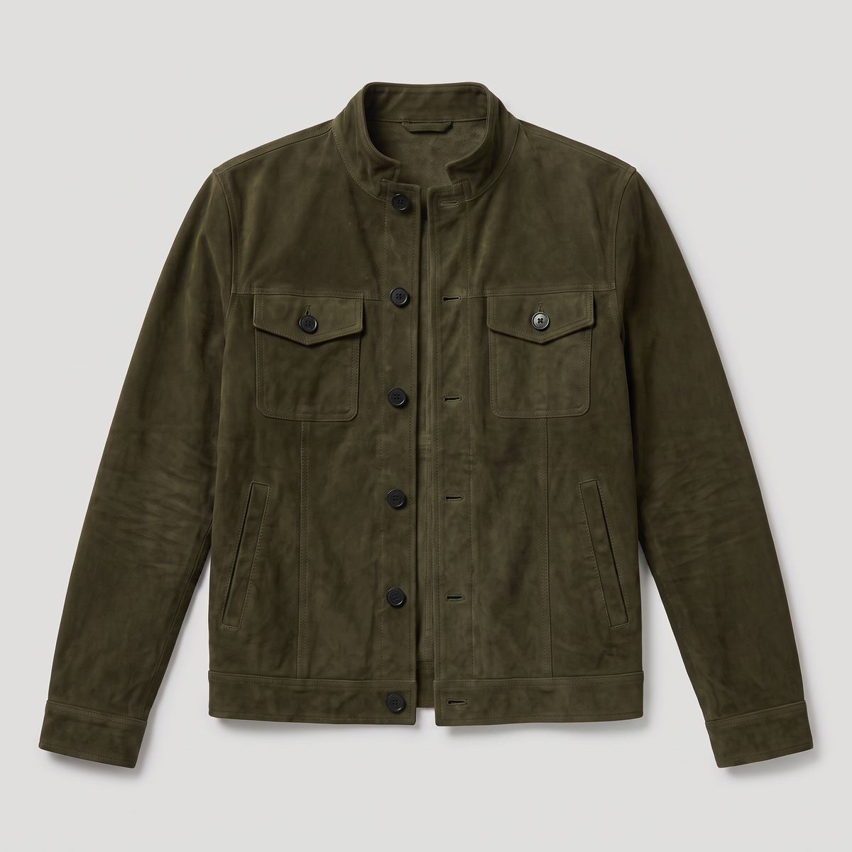 Men's Faux Suede Button-Up Trucker Jacket