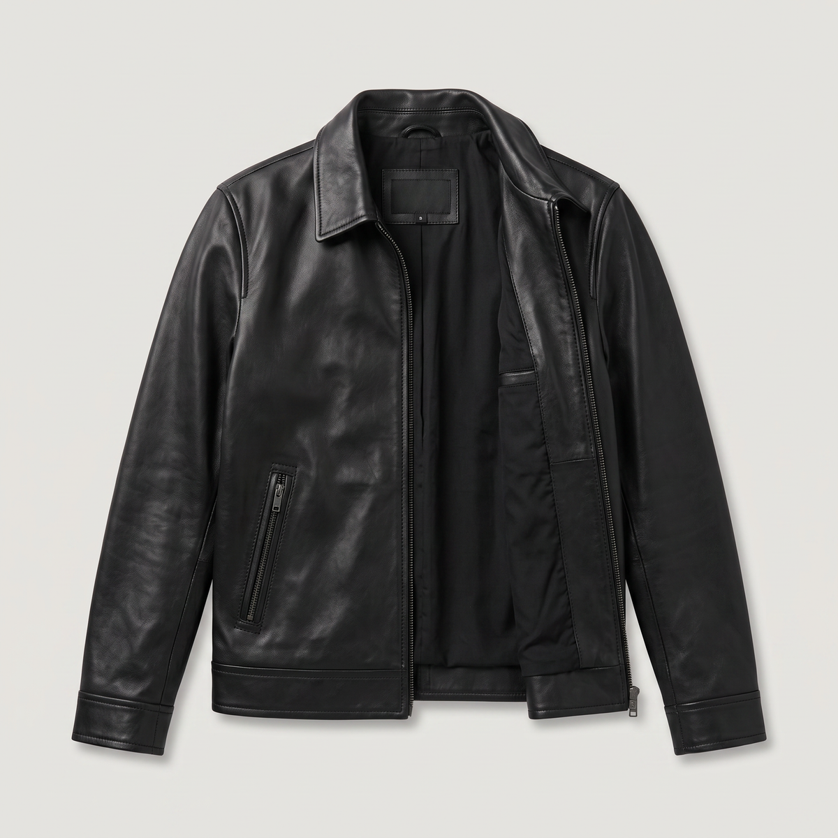 Chaqueta Hombre Efecto Piel Cremallera Corte Regular