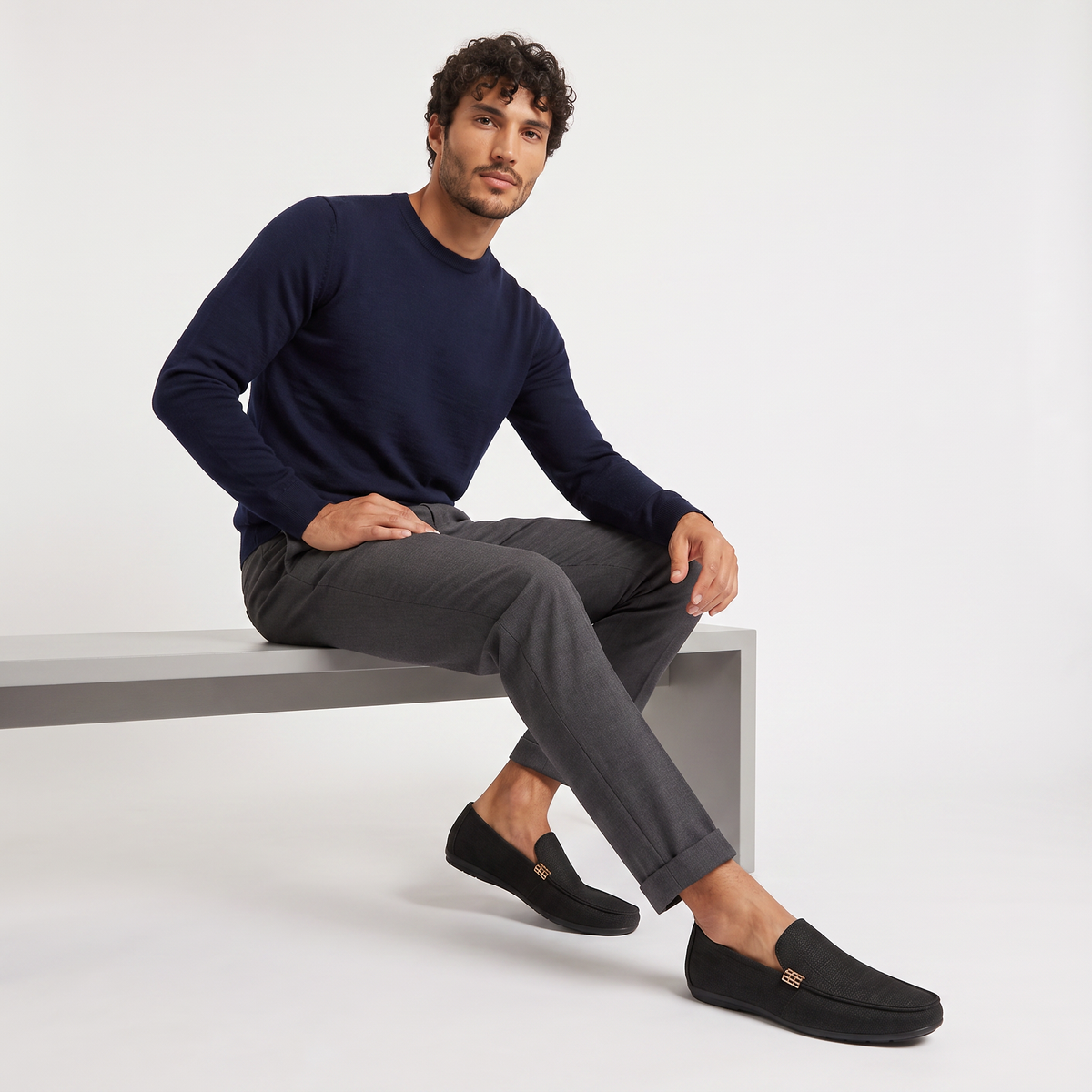 Mocasines Hombre de Lona Textura Sin Cordones