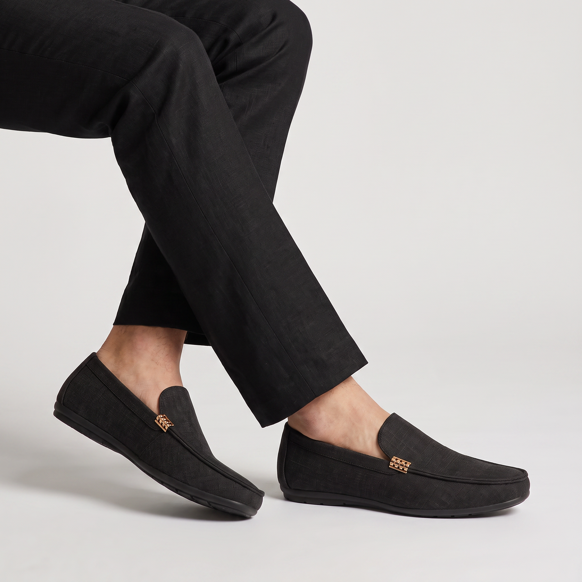 Mocasines Hombre de Lona Textura Sin Cordones