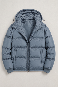 Chaqueta Acolchada con Capucha para Hombre, Cierre de Cremallera