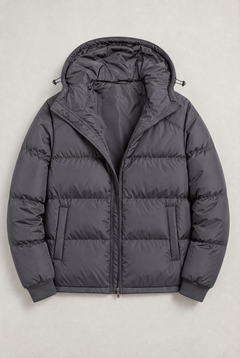 Chaqueta Acolchada con Capucha para Hombre, Cierre de Cremallera