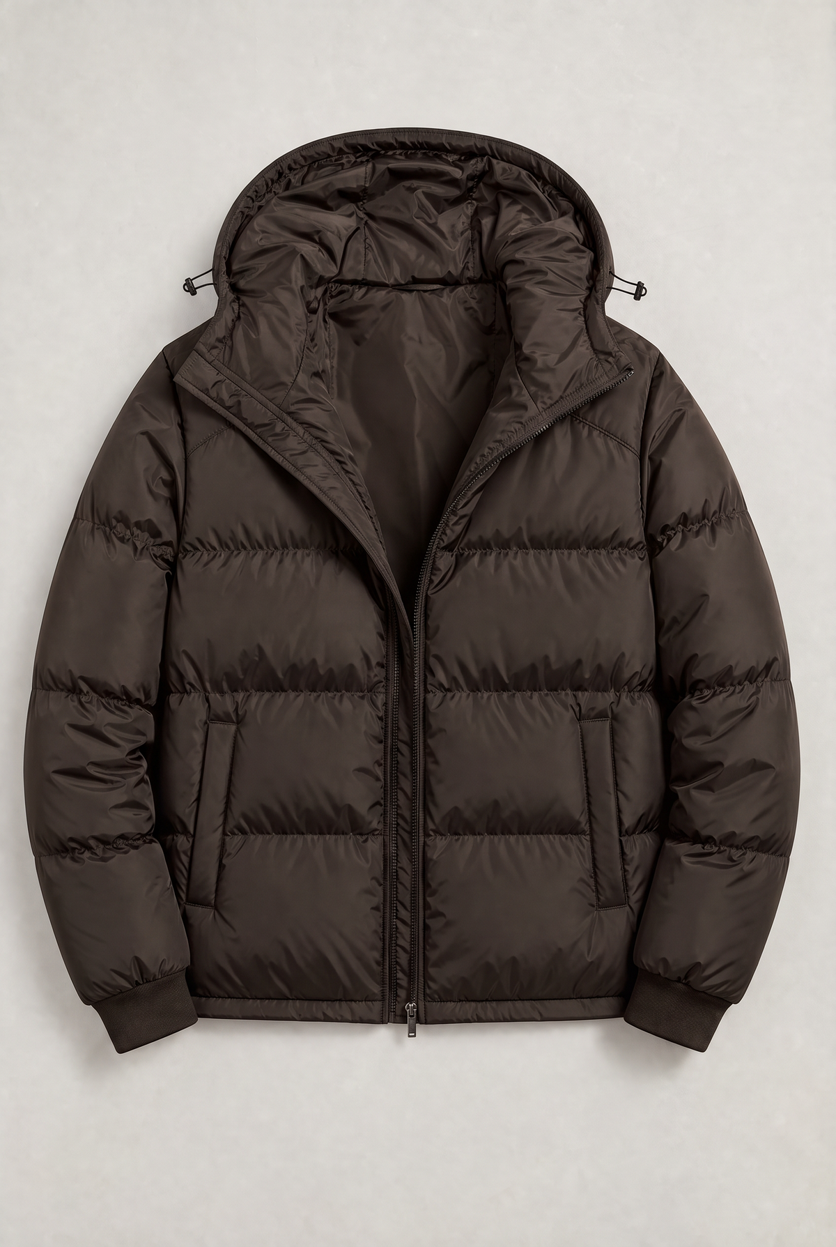 Chaqueta Acolchada con Capucha para Hombre, Cierre de Cremallera
