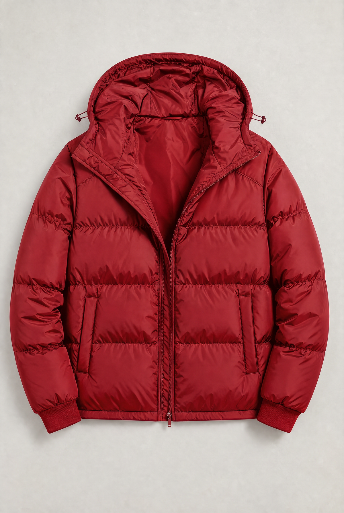 Chaqueta Acolchada con Capucha para Hombre, Cierre de Cremallera